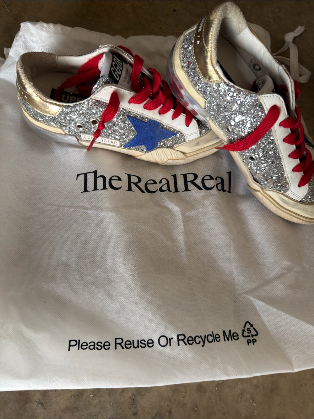 Golden Goose Superstar Silver Glitter Sneakers - Picture 8 of 10
